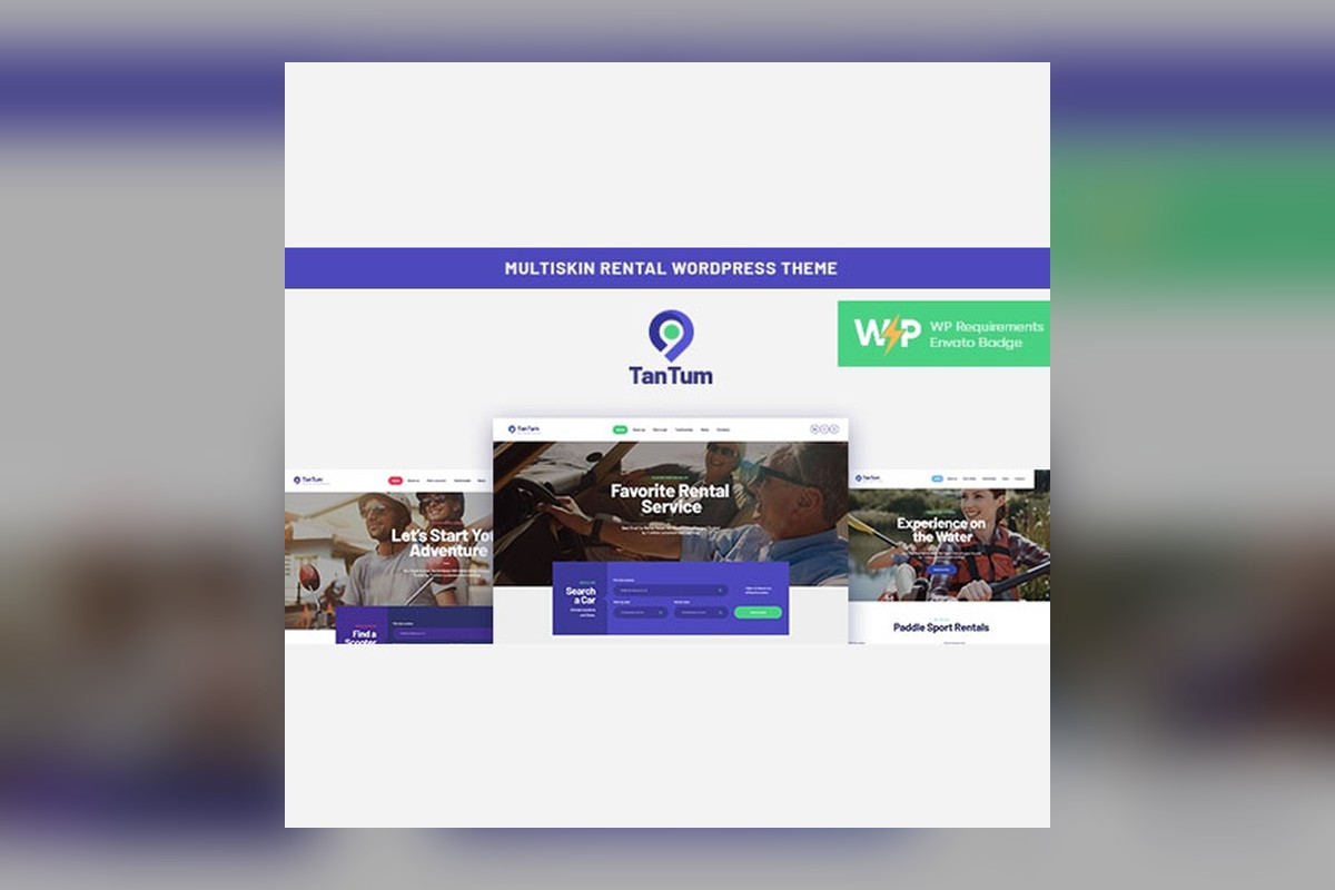 TanTum | Car Scooter Boat & Bike Rental Services WordPress Theme theme preview