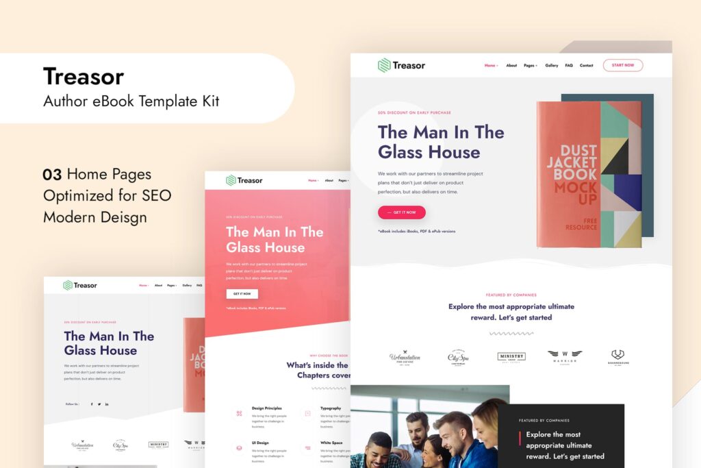 Treasor - Author eBook Elementor Template Kit preview