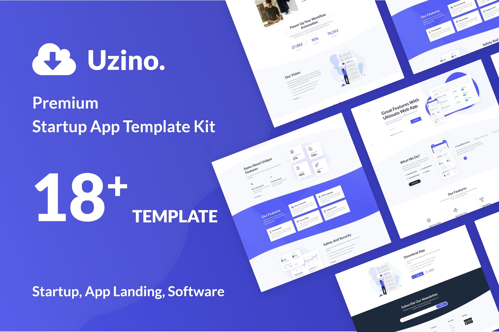 Uzino | Startup App Elementor Template Kit preview