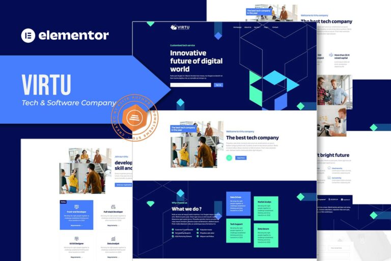 Virtu - Tech & Software Company Elementor Template kit preview