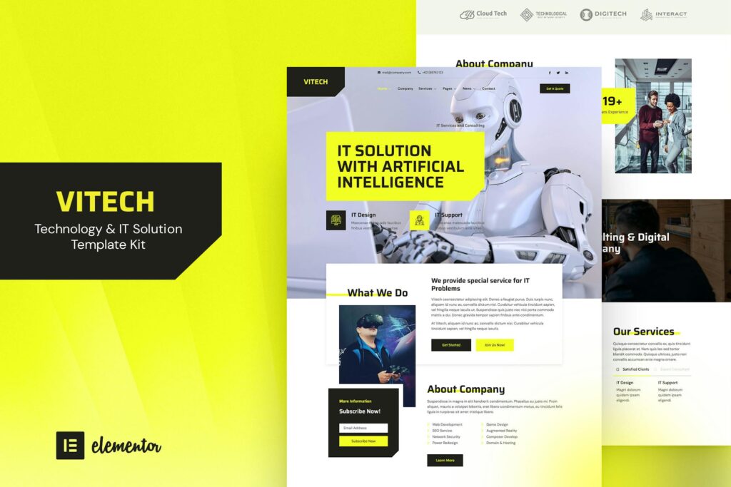 Vitech - Technology & IT Solution Elementor Template Kit preview
