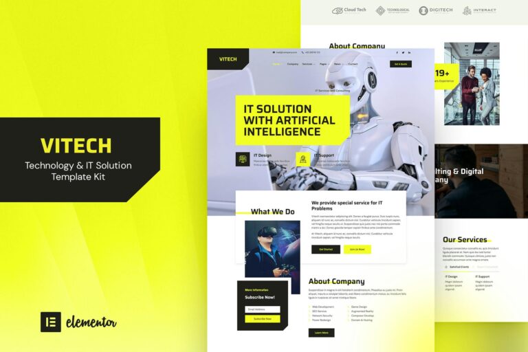 Vitech - Technology & IT Solution Elementor Template Kit preview