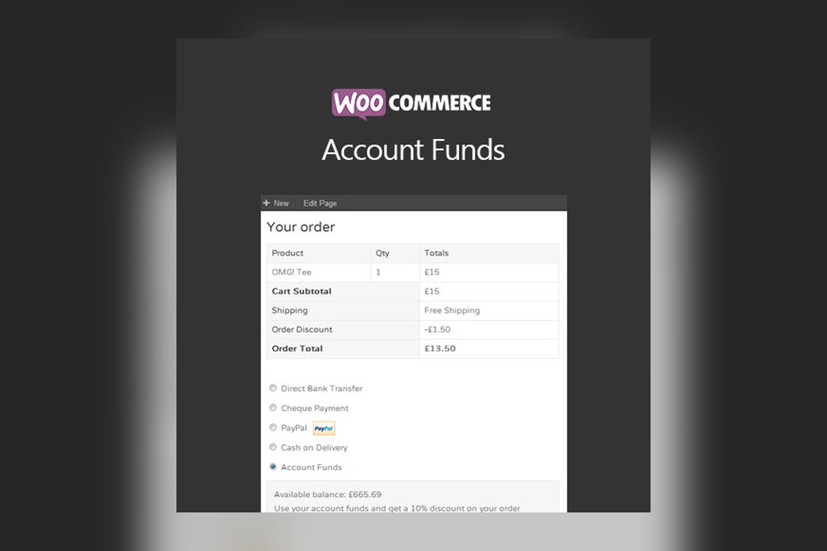 Woocommerce Account Funds WordPress plugin preview