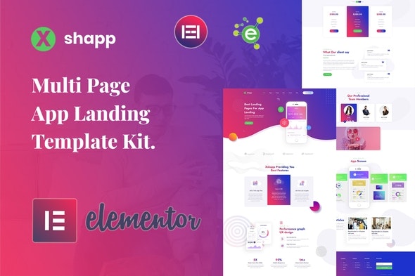 Xshapp - App Landing Elementor Template Kit preview